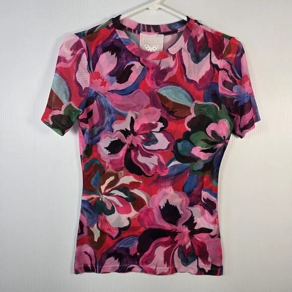 NWT Johnny Was Eleanor Crewneck Short Sleeve Floral- Print Mesh Tee Size Small - Picture 4 of 13